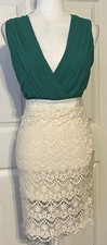 Maude Antro Womens Crochet Mini Dress Size Small Pleated side zip V neck