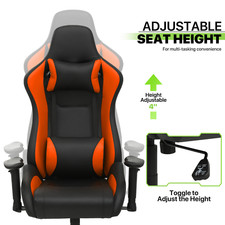 Orange [CARBON FIBER] Racing Gaming Chair Leather Ergonomic Swivel Computer Seat 8