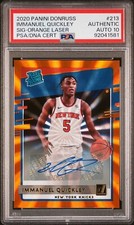 Immanuel Quickley - 2020 Panini Donruss #213 Orange Holo Laser Auto PSA 10 RC SP