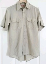 Red Kap Work Shirt Workwear Mechanic Vintage Button Down Beige Shirt