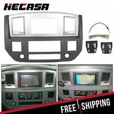 Radio Double Din Dash Install Bezel Kit Silver Slate Gray Fits 2006-09 Dodge Ram
