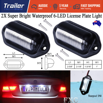 12V LED Number Plate Light For Trailers SUVs Trucks – Black Housing, Cold White, Road Legal