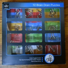 Rare The Sharper Image 12 Brain Drain Puzzle Game In Original Box And Contents