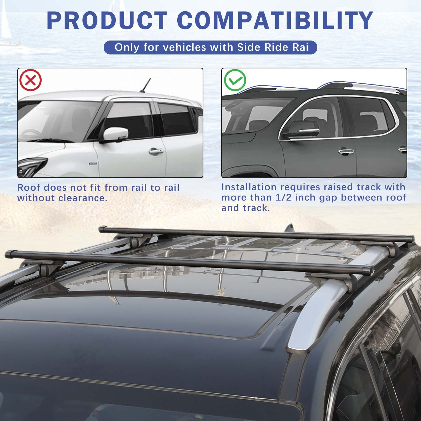 53" Rooftop Rack Cross Bar Luggage Cargo Carrier For Chevrolet Equinox