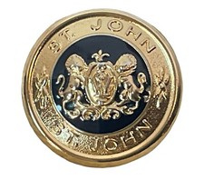 St. John Knits 1” Replacement Button Round Gold Black Enamel Lion Crest