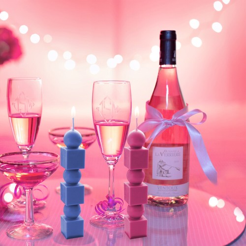 Candela da tavolo pranzo candela matrimonio resina silicone geometrica conica - Foto 11 di 12