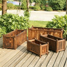 Wooden Garden Planter Flower Raised Bed Pot Rectangle Vegetable Box 30/60/90cm