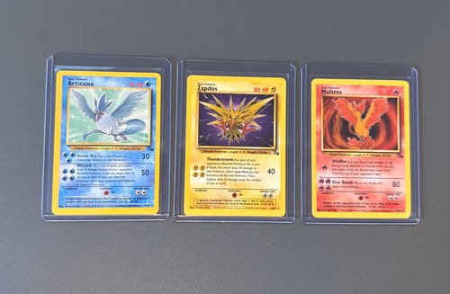 Articuno Zapdos Moltres Fossil Non Holo Rare Pokemon Card Lot 1999 LP
