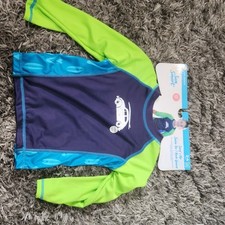 Boys Swim Tee Surf's Up Sun Smart UPF 50 Quick Dry with rash guard Size 2-4 NEW