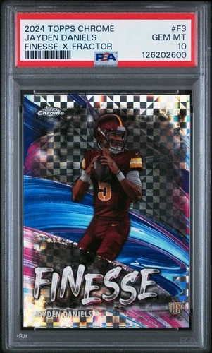 2024 TOPPS CHROME FINESSE X-FRACTOR #F3 JAYDEN DANIELS ROOKIE RC PSA 10