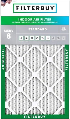 Filterbuy 10x24x1 Pleated Air Filters, Replacement for HVAC AC Furnace (MERV 8)