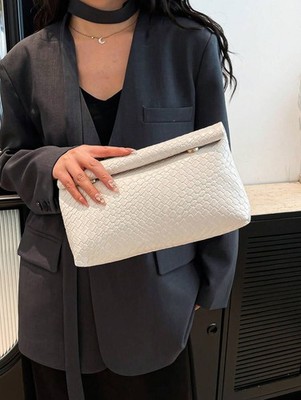 Crocodile Pattern Top Handle Handbag Magnetic Flap Square Party Evening Bag