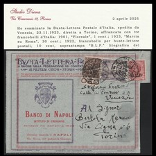1923 Regno Italia B.L.P. Busta completa affrancata con n 68 142 BLP5 Certificato
