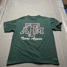 Vintage Texas A&M Aggies MV Sport T-Shirt Large Dark Green Distressed USA Made
