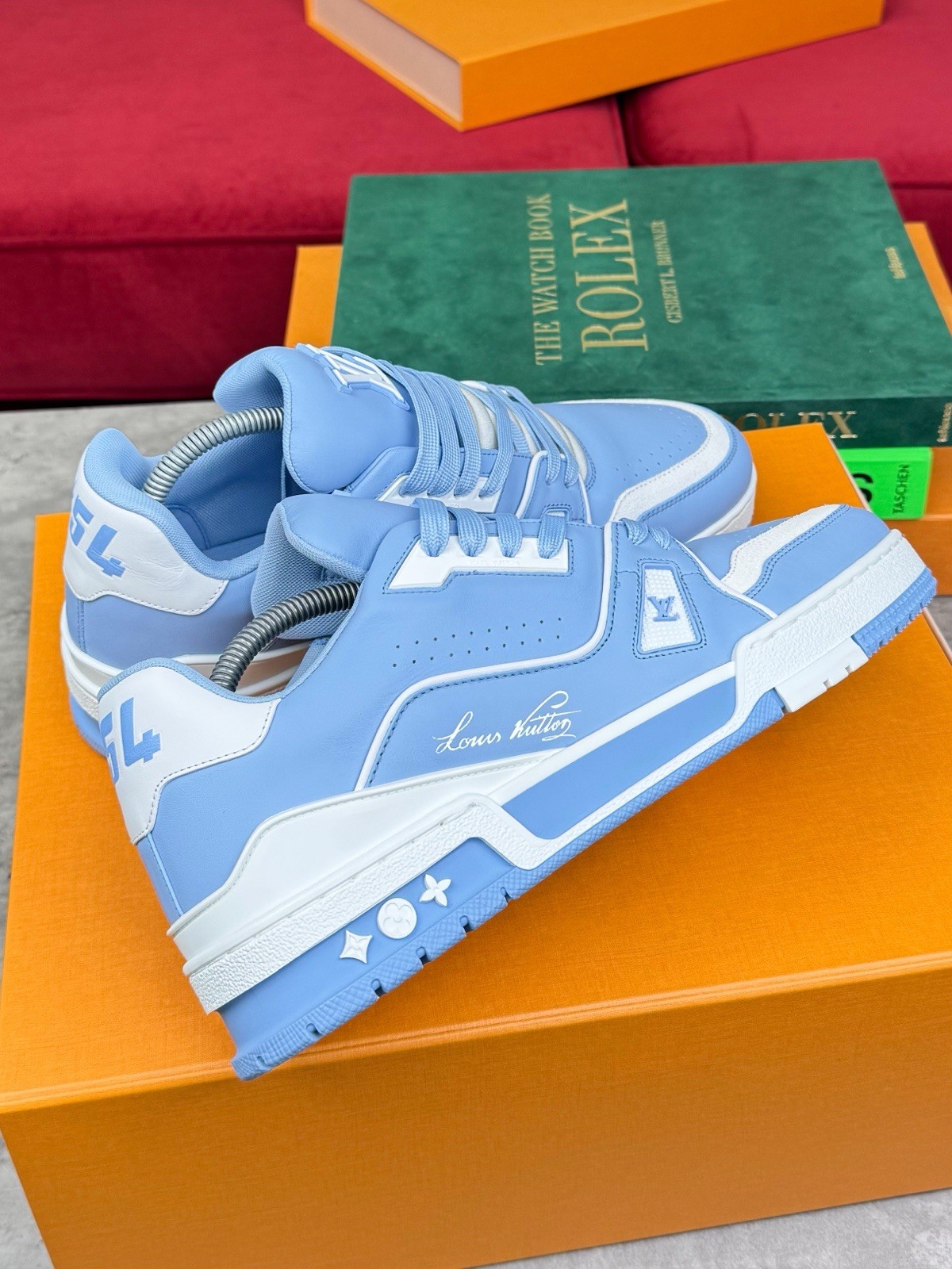 LOUIS VUITTON RARE LV TRAINER BABY BLUE LV7.5 100percent AUTHENTIC TRUSTED SELLER image 3