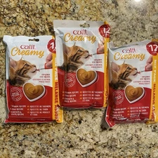3 Packs of 12 each= 36 Tubes CATIT CREAMY LICKABLE CAT TREAT ASSORTED MULTIPACKS