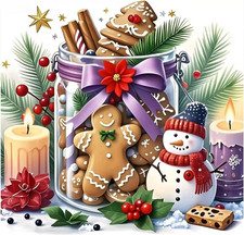 5D Snowman Diamond Art Painting Kits for Adults,Bottles Diamond Dots,Candles DIY