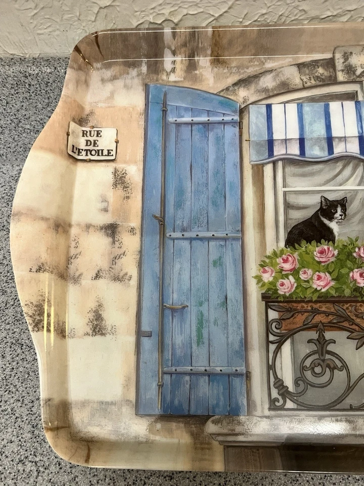 Home Essentials & Beyond Serving Tray French Window Cat Rue de L’Etoile 15x10”  - Image 2 of 4
