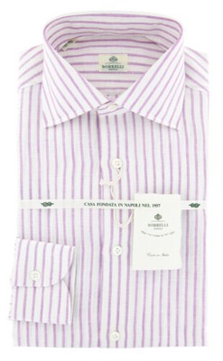 Luigi Borrelli Lila Gestreiftes Hemd - Slim - 15.5/39 - (LB4158PU)