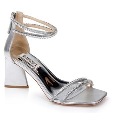 Badgley Mischka Lillie Crystal Dual-Strapped Block Heels Size 7 New