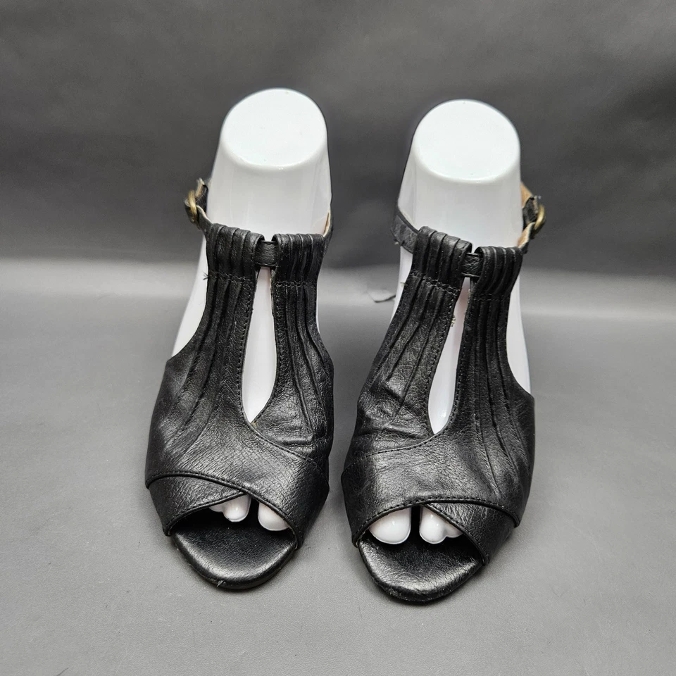 Miz Mooz Whitley 鞋女式 6.5 码黑色 T 型带露趾高跟鞋凉鞋 — 第 2/4 张图片