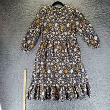 Universal Thread Dress Womens Medium Blue Multicolor Floral Print Long-Sleeve