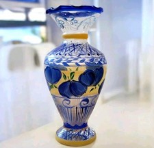 Intricate Fruit Art Glass Design Bud Vase Hand-painted by Tracy Porter Vintage 