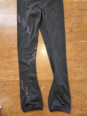 Victoria s Challenge Jeweled Figure Skating Leggings, Over The Heel, Size Small