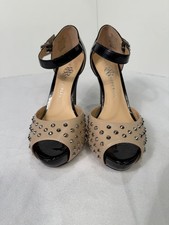 Rock  Republic Kurttan Platform Heels Sz 8M Black Tan Spikes Studs Ankle Strap