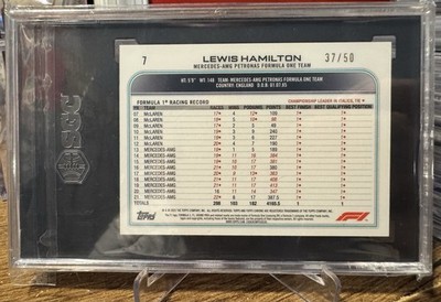 2022 TOPPS CHROME SAPPHIRE F1 #7 LEWIS HAMILTON GOLD REFRACTOR 37