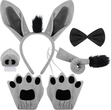 6PCS Costumi per Animali Accessori per Costume Da Asino Set Orecchie E Coda Da A