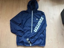 Starter Brand Windbreaker Zip Up Hood Track Jacket Navy Mesh Lining Mens Sz L
