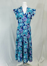 Pretty Garden Sz M Boutique Floral Ruffle Midi Dress Spring Easter Cottage