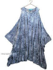 Watermark Paisley Pattern Deformed Flare Dress Gray Boho Hippy Bohemian
