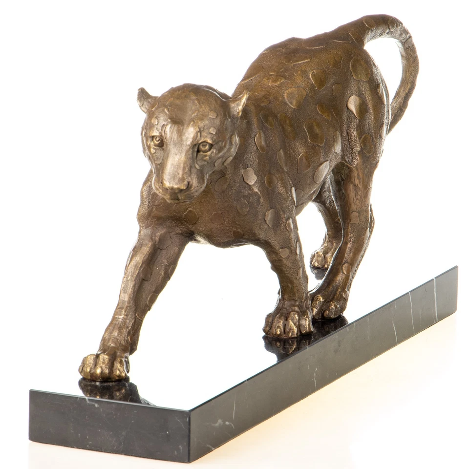 Sculpture Léopard en bronze surun socle en marbre noir d'après François Cartier - Photo 2/4