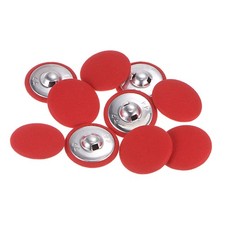 10pcs Fabric Cloth Covered Button 28mm Metal Round Sewing Buttons, Red