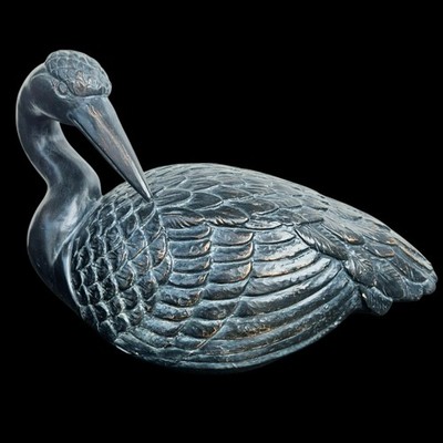 Vintage MCM Italian Designer Enzo Alberton Black Ceramic Crane Bird Sculpture