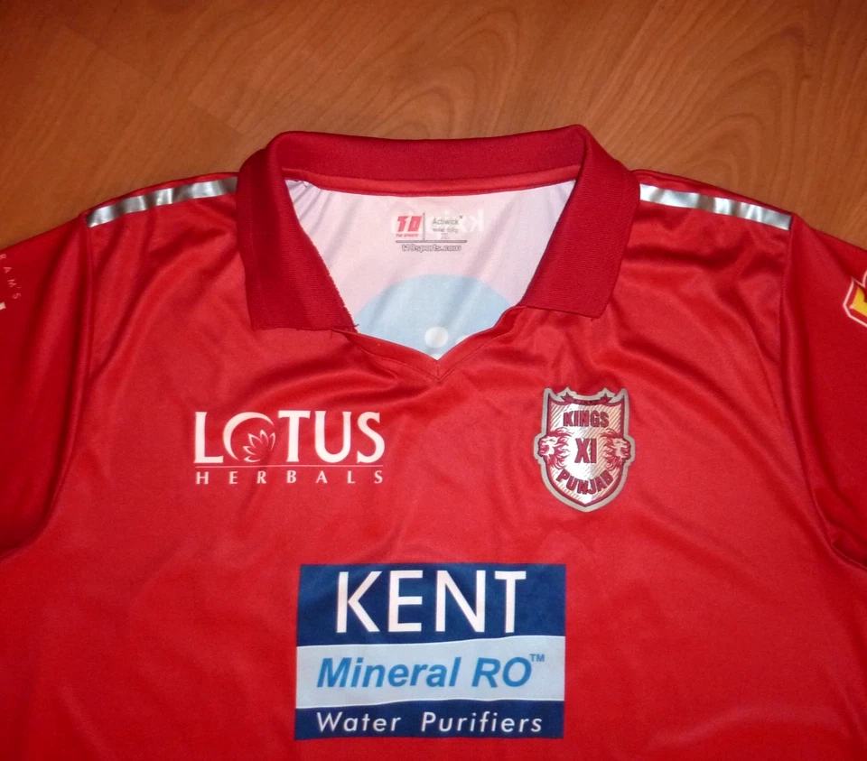 Camiseta de críquete T10 Sports Kings XI Punjab #333 Chris Gayle masculina tamanho XL vermelha S/S - Imagem 3 de 4