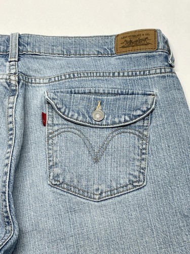 Levis 515 Denim Blue Jean Shorts Jorts Size 14 34x10 Retro Y2K 2007 Flap Pockets - Picture 8 of 17