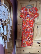 Joe Browns Red Floral Wrap Dress Size 10 Vintage Style Midi Summer Holiday