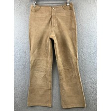 Vintage Mossimo Womens Size 12 Tan Genuine Leather Flare Leg Pants