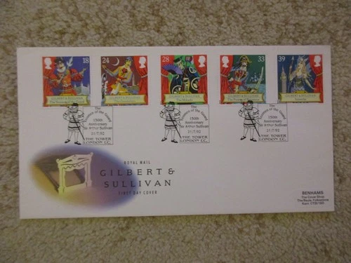 1992 GILBERT & SULLIVAN FIRST DAY COVER, YEOMEN OF THE GUARD, THE TOWER H/S