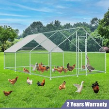 Large Metal Chicken Coop 20/13/10ft Walk-in Chicken Cage  Waterproof Cover