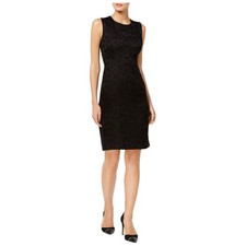 Calvin Klein Career Dress Size 4 Black Knee-Length Sleeveless Sheath NWT Party