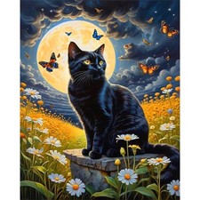 xackcme Cat Paint by Numbers for Adults - Black 16x20inch, MT13394