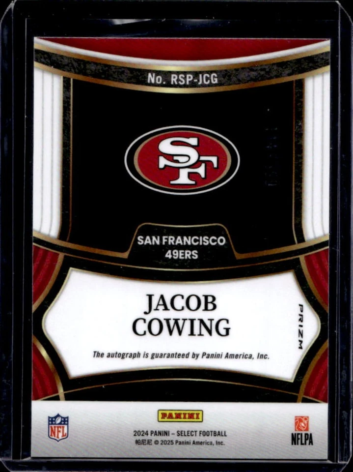 2024 Select Jacob Cowing Rookie RC Rookie Auto #/399 49ers - Image 2 of 2