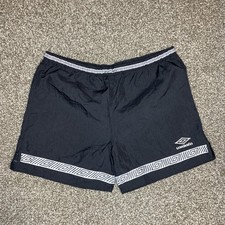 VTG Umbro Shorts Mens Large Black Nylon Made in USA Soccer Geometric 90s Aztec