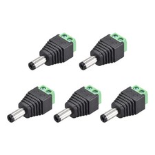 5pack 5.5x2.5mm DC Power Jack Plug Adapter for LED Strip CCTV Camera Cable Wire