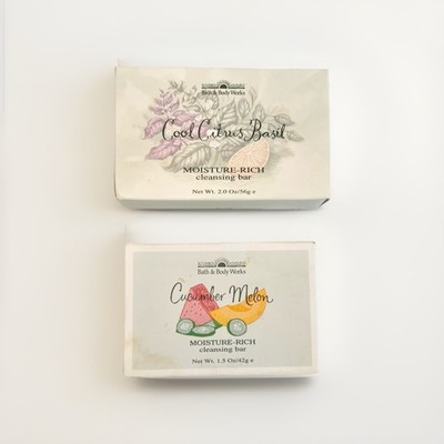 VTG Bath & Body Works 1 COOL CITRUS BASIL Cleansing Bar Soap + 1 CUCUMBER MELON