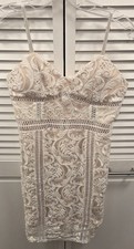 Fashion Nova White Lace Mini Bodycon Dress          Size:  Lg